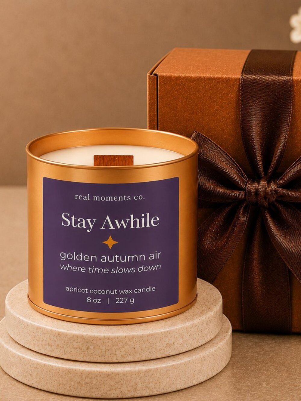 Stay Awhile Harvest Candle, Autumn Air Candle, Luxury Fall Candle, Wood Wick